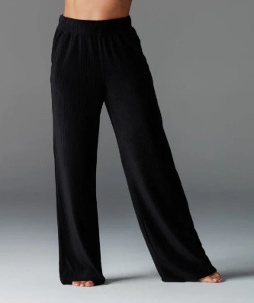 Tavi Wide Leg Brushed Rib Pull On Pant Black Large NWT in package